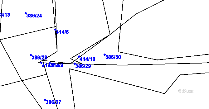 Parcela st. 386/30 v KÚ Míchov, Katastrální mapa