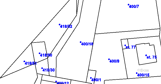 Parcela st. 400/18 v KÚ Míchov, Katastrální mapa
