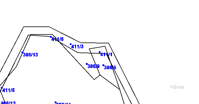 Parcela st. 411/1 v KÚ Míchov, Katastrální mapa