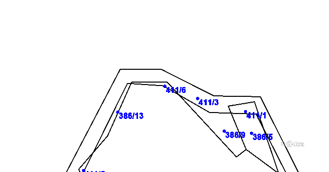 Parcela st. 411/6 v KÚ Míchov, Katastrální mapa