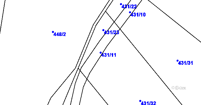 Parcela st. 431/11 v KÚ Míchov, Katastrální mapa