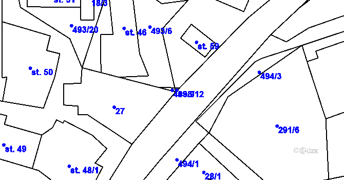 Parcela st. 493/9 v KÚ Míchov, Katastrální mapa