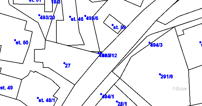 Parcela st. 493/12 v KÚ Míchov, Katastrální mapa
