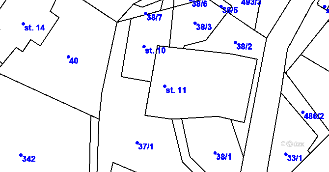 Parcela st. 11 v KÚ Míchov, Katastrální mapa