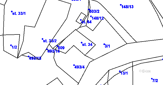 Parcela st. 34 v KÚ Míchov, Katastrální mapa
