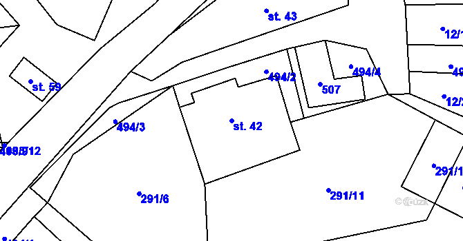 Parcela st. 42 v KÚ Míchov, Katastrální mapa