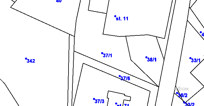 Parcela st. 37/1 v KÚ Míchov, Katastrální mapa