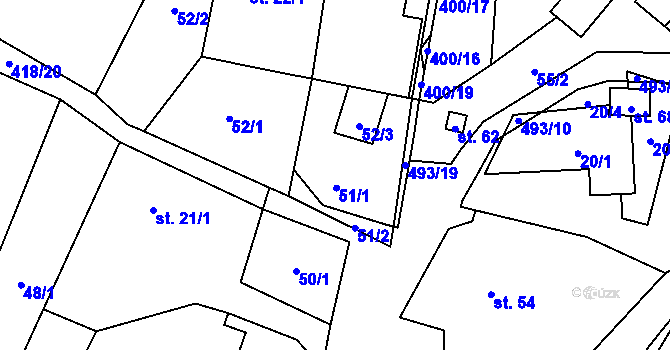Parcela st. 51 v KÚ Míchov, Katastrální mapa
