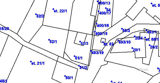 Parcela st. 52/3 v KÚ Míchov, Katastrální mapa