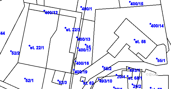 Parcela st. 54 v KÚ Míchov, Katastrální mapa
