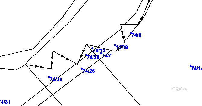 Parcela st. 74/7 v KÚ Míchov, Katastrální mapa