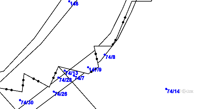 Parcela st. 74/8 v KÚ Míchov, Katastrální mapa
