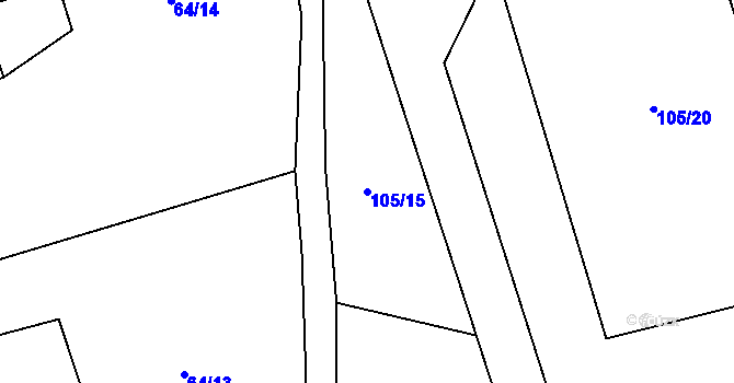 Parcela st. 105/15 v KÚ Míchov, Katastrální mapa