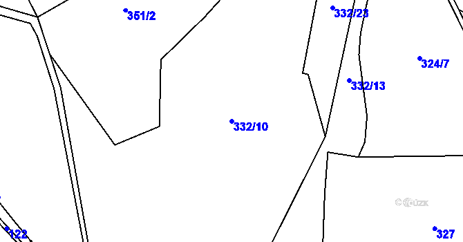 Parcela st. 332/10 v KÚ Míchov, Katastrální mapa