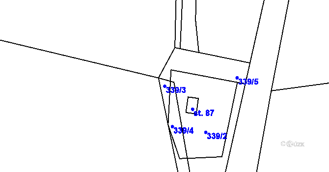 Parcela st. 339/3 v KÚ Míchov, Katastrální mapa