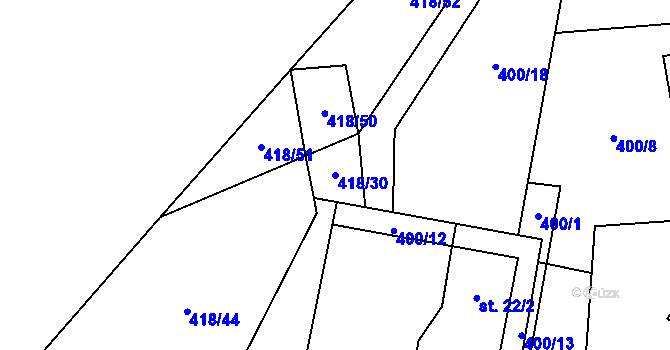 Parcela st. 418/30 v KÚ Míchov, Katastrální mapa