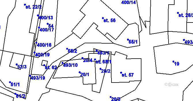 Parcela st. 493/1 v KÚ Míchov, Katastrální mapa
