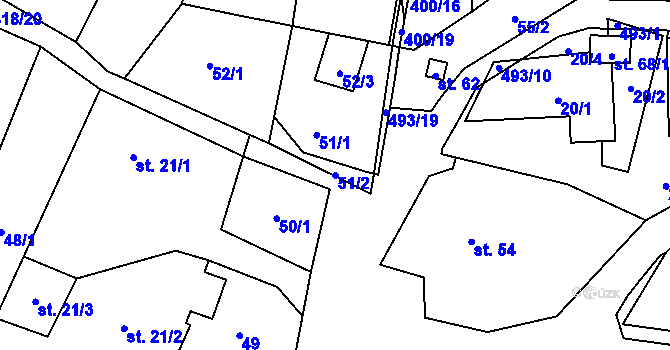Parcela st. 51/2 v KÚ Míchov, Katastrální mapa
