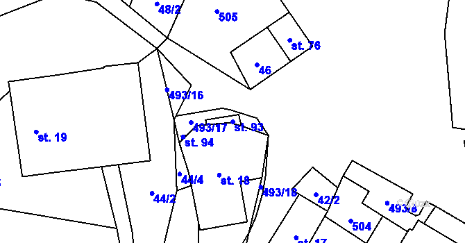 Parcela st. 93 v KÚ Míchov, Katastrální mapa