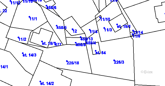 Parcela st. 458/9 v KÚ Odranec, Katastrální mapa
