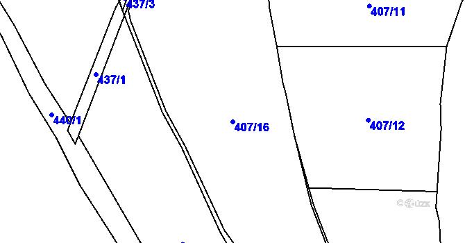 Parcela st. 407/16 v KÚ Odranec, Katastrální mapa