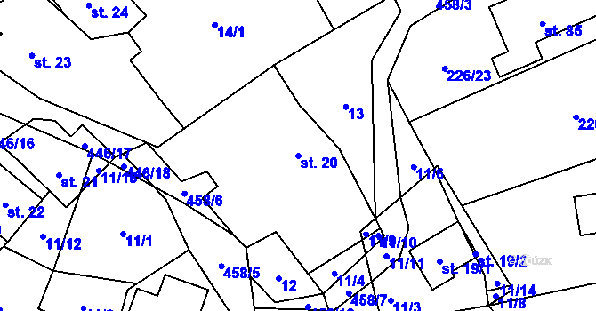 Parcela st. 20 v KÚ Odranec, Katastrální mapa