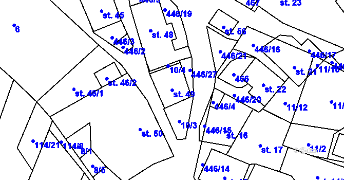 Parcela st. 49 v KÚ Odranec, Katastrální mapa