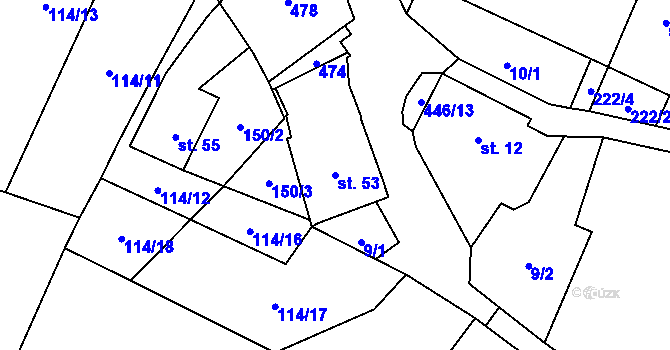 Parcela st. 53 v KÚ Odranec, Katastrální mapa
