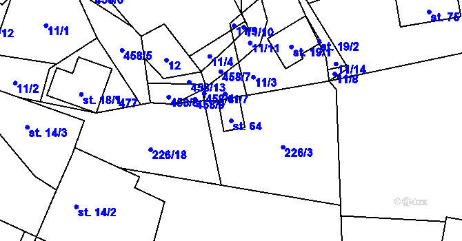 Parcela st. 64 v KÚ Odranec, Katastrální mapa