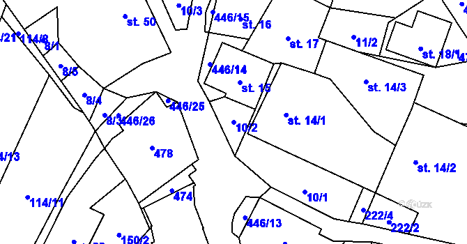 Parcela st. 10/2 v KÚ Odranec, Katastrální mapa