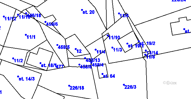 Parcela st. 11/4 v KÚ Odranec, Katastrální mapa