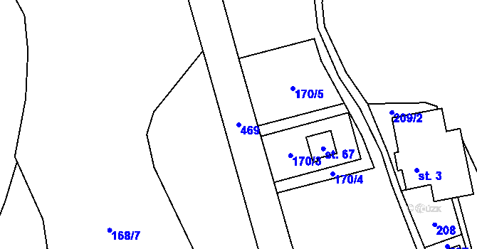Parcela st. 469 v KÚ Odranec, Katastrální mapa