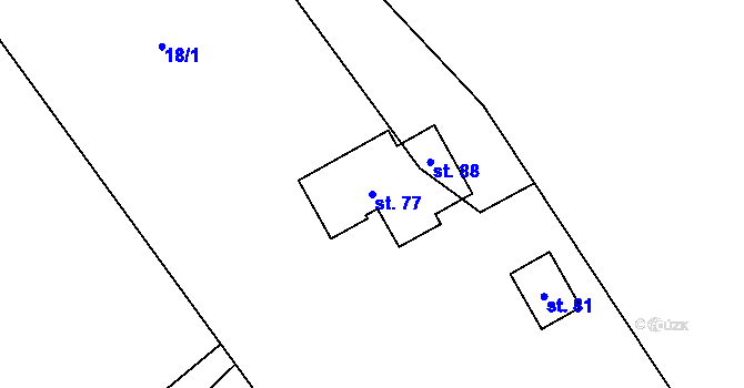Parcela st. 77 v KÚ Roženecké Paseky, Katastrální mapa