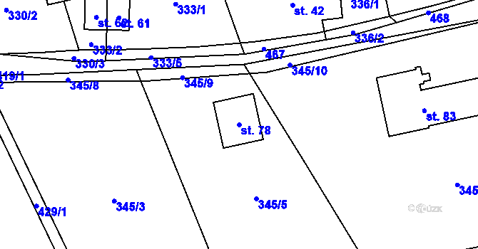 Parcela st. 78 v KÚ Roženecké Paseky, Katastrální mapa