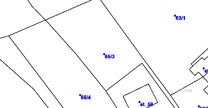 Parcela st. 65/3 v KÚ Roženecké Paseky, Katastrální mapa
