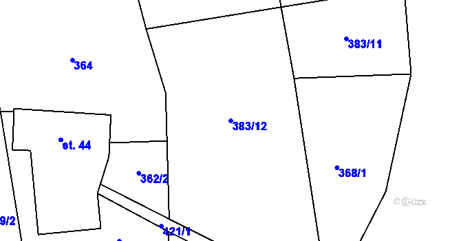 Parcela st. 383/12 v KÚ Roženecké Paseky, Katastrální mapa