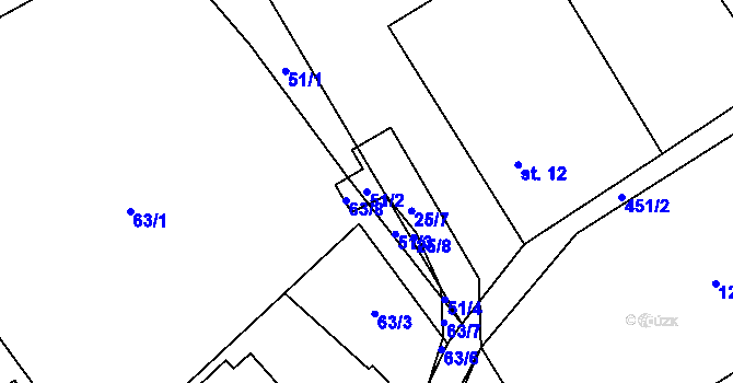Parcela st. 51/2 v KÚ Roženecké Paseky, Katastrální mapa