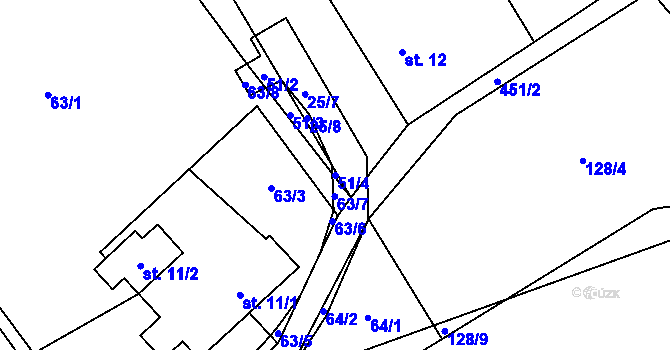 Parcela st. 51/4 v KÚ Roženecké Paseky, Katastrální mapa
