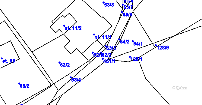 Parcela st. 62/2 v KÚ Roženecké Paseky, Katastrální mapa