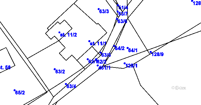 Parcela st. 63/5 v KÚ Roženecké Paseky, Katastrální mapa