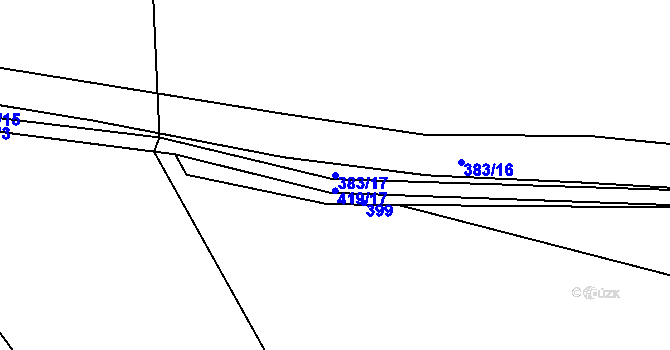 Parcela st. 383/17 v KÚ Roženecké Paseky, Katastrální mapa