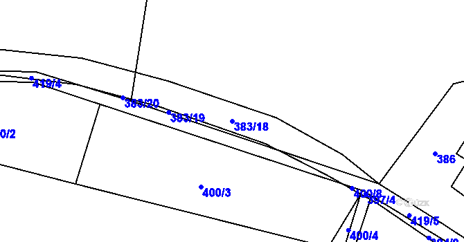 Parcela st. 383/18 v KÚ Roženecké Paseky, Katastrální mapa