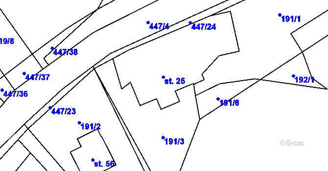 Parcela st. 25 v KÚ Roženecké Paseky, Katastrální mapa