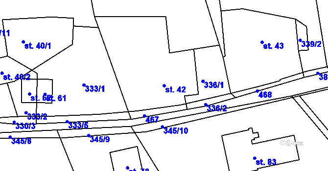 Parcela st. 42 v KÚ Roženecké Paseky, Katastrální mapa