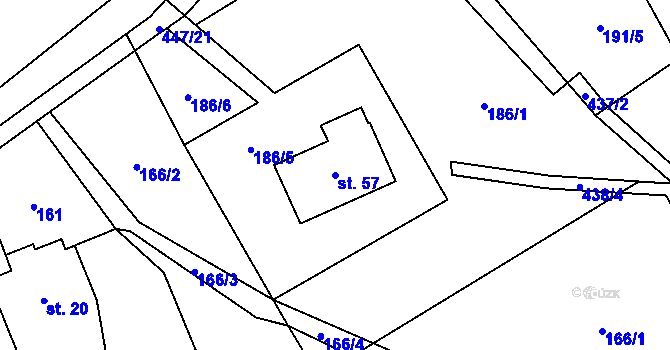 Parcela st. 57 v KÚ Roženecké Paseky, Katastrální mapa