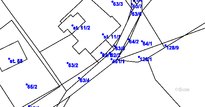 Parcela st. 62 v KÚ Roženecké Paseky, Katastrální mapa