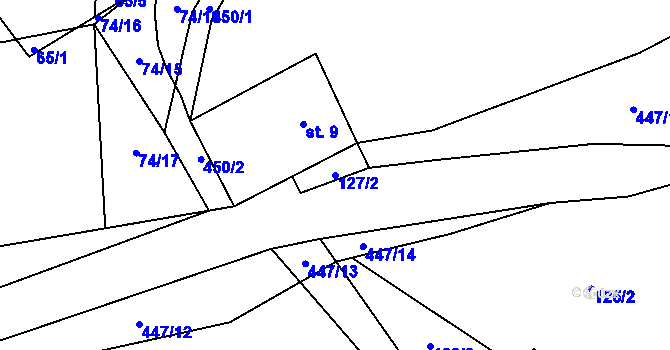Parcela st. 127/2 v KÚ Roženecké Paseky, Katastrální mapa