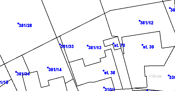 Parcela st. 381/13 v KÚ Roženecké Paseky, Katastrální mapa