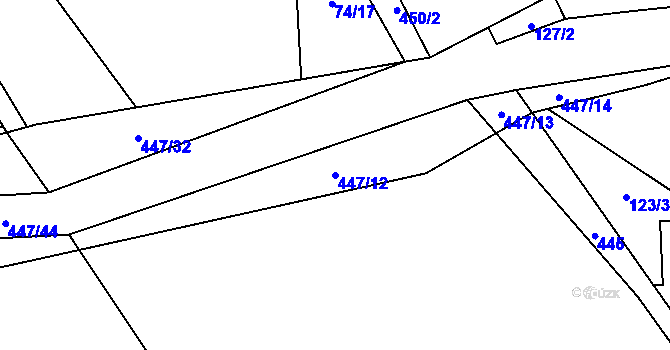 Parcela st. 447/12 v KÚ Roženecké Paseky, Katastrální mapa