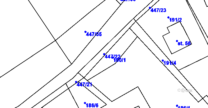 Parcela st. 447/22 v KÚ Roženecké Paseky, Katastrální mapa